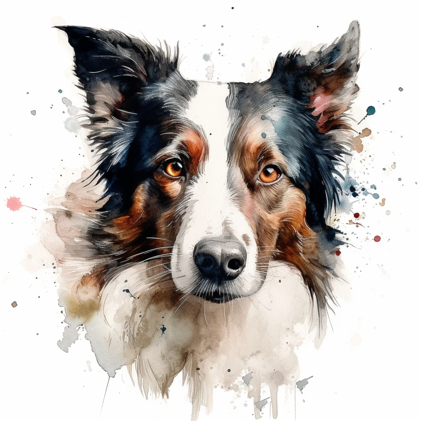 Border Collie, tricolour (watercolour) design