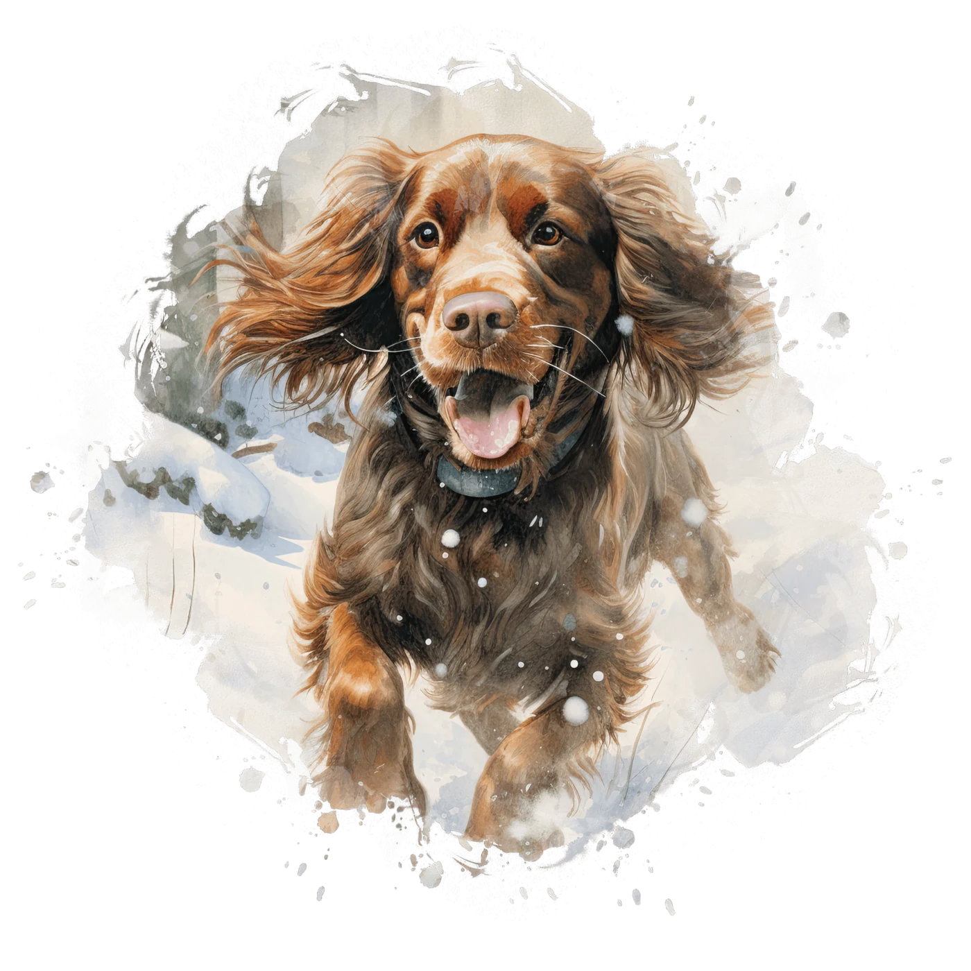 Cocker Spaniel running (watercolour) design