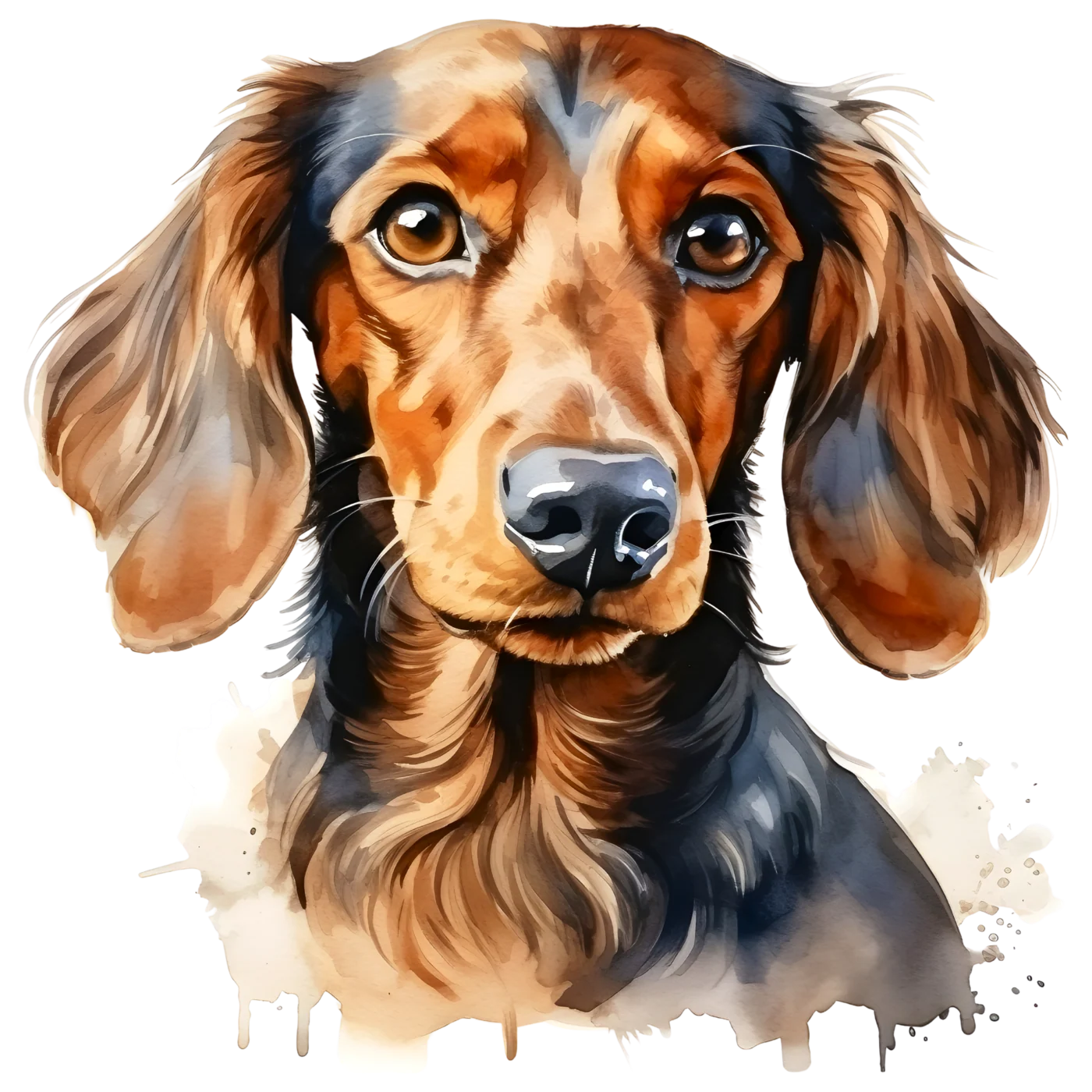Long-haired Dachshund (watercolour) design